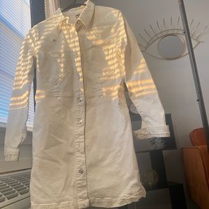 Cream Denim Mini Dress